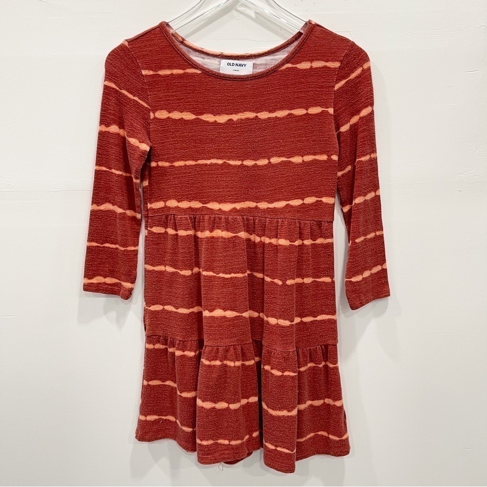 Old Navy Orange Long Sleeve Tiered Dress Girls Large 10-12